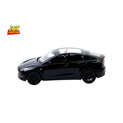 Tesla Model Y Pullback Toy Car - Light, Sound with Openable Doors, 1:32 Scale (Black)