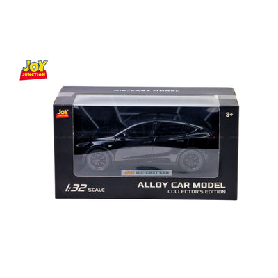 Tesla Model Y Pullback Toy Car - Light, Sound with Openable Doors, 1:32 Scale (Black)