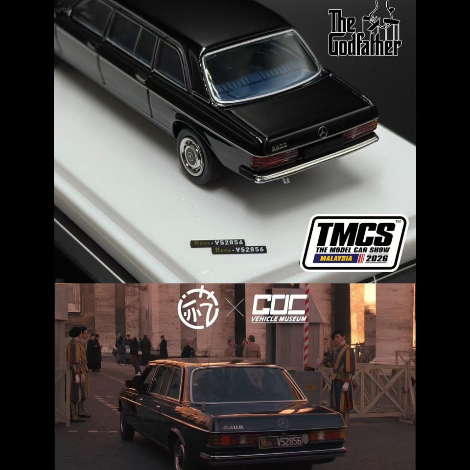 Mercedes Benz W123 LIMO - The Godfather Edition, 1:64 Scale (Black)