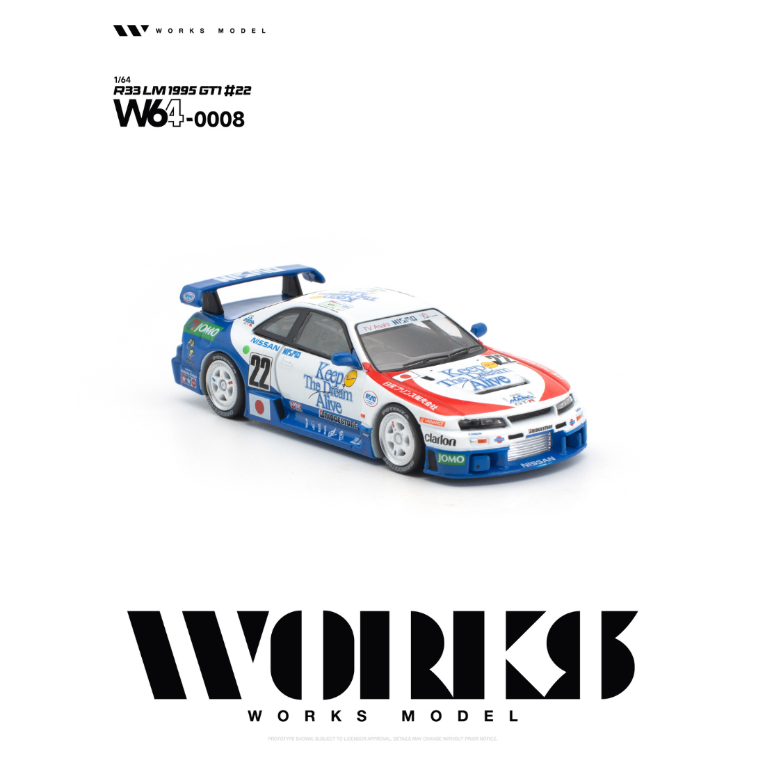 *PRE-ORDER* Nissan R33 LM 1995 GT1 #22, 1:64 Scale