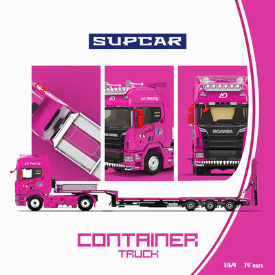 *PRE-ORDER* Scania Flatbed Transport Vehicle - Tyrannosaurus Rex, 1:64 Scale (Pink)