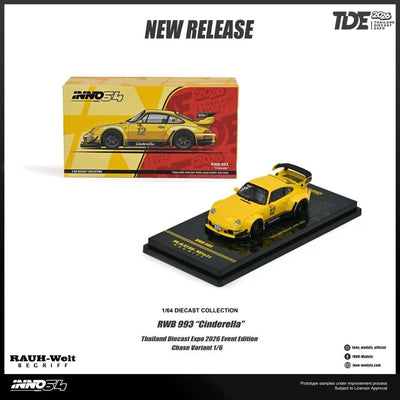 *TDE 2026* Porsche RWB 993 Yellow Cindrella Livery (Chance of Chase Car), 1:64 Scale