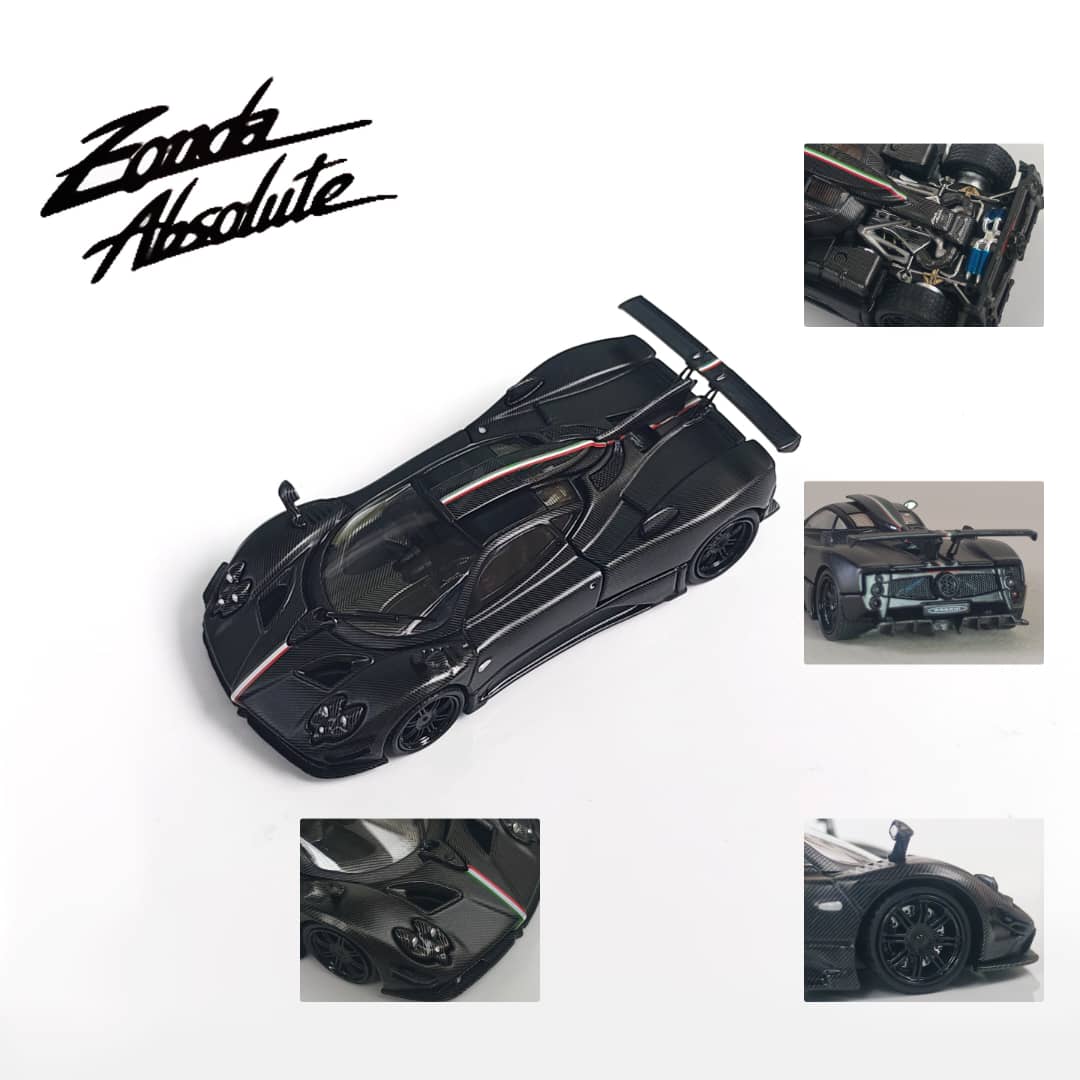 *PRE-ORDER* Pagani Zonda Full Carbon with Italia Strips (Open Hood, Engine Visible), 1:64 Scale