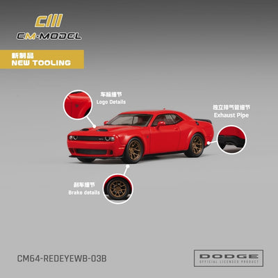 *PRE-ORDER* Dodge Challenger SRT Hellcat Redeye Widebody Torred Clearcoat, 1:64 Scale