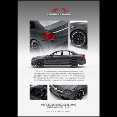 *PRE-ORDER* Mercedes Benz C63 Coupe AMG W205, 1:64 Scale  (Matte Dark Grey)