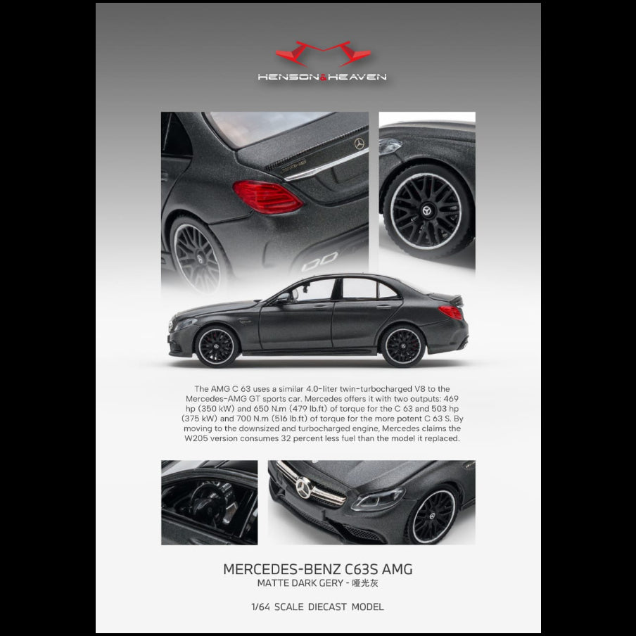 *PRE-ORDER* Mercedes Benz C63 Coupe AMG W205, 1:64 Scale  (Matte Dark Grey)