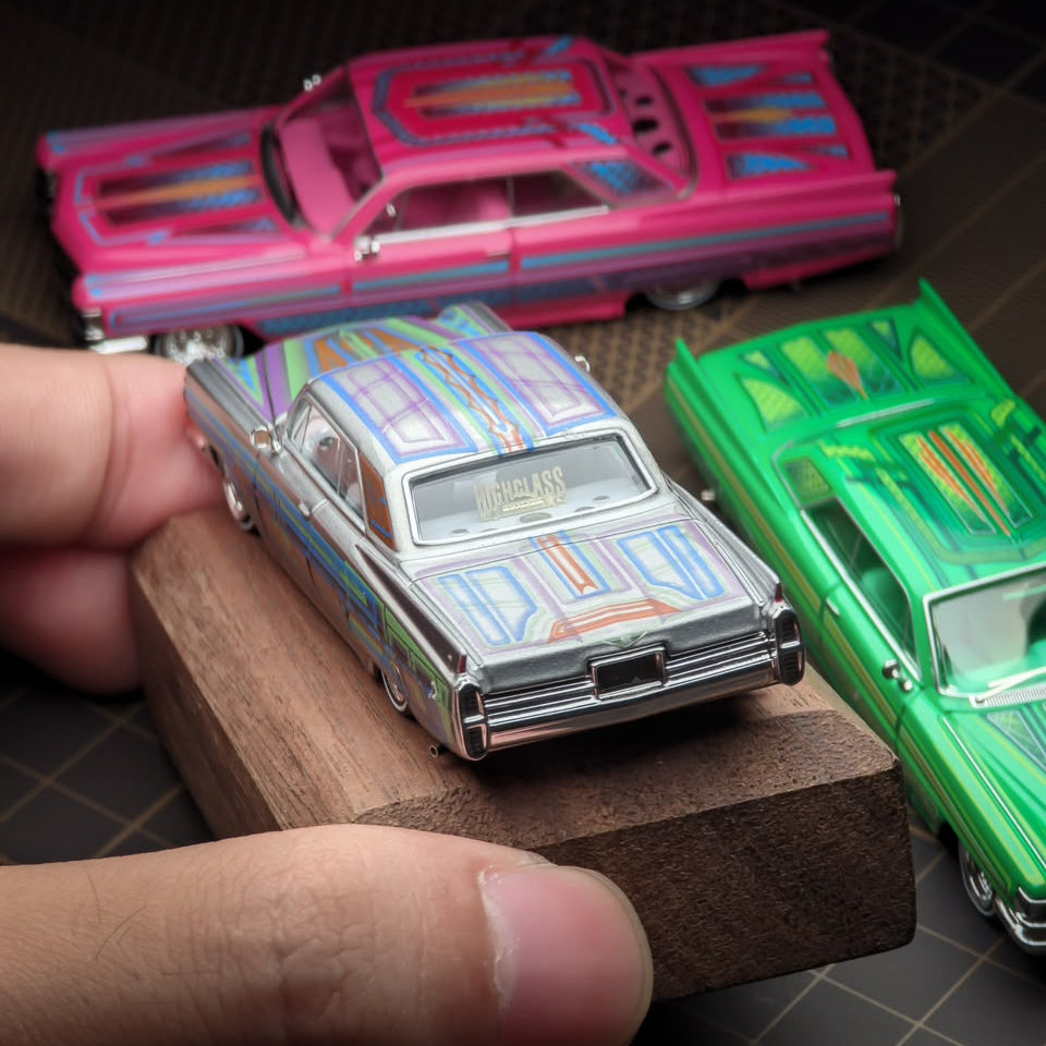 *PRE-ORDER* Cadillac DeVille Coupe Jump Car Metallic pink ribbon with flowers 1964, 1:64 Scale