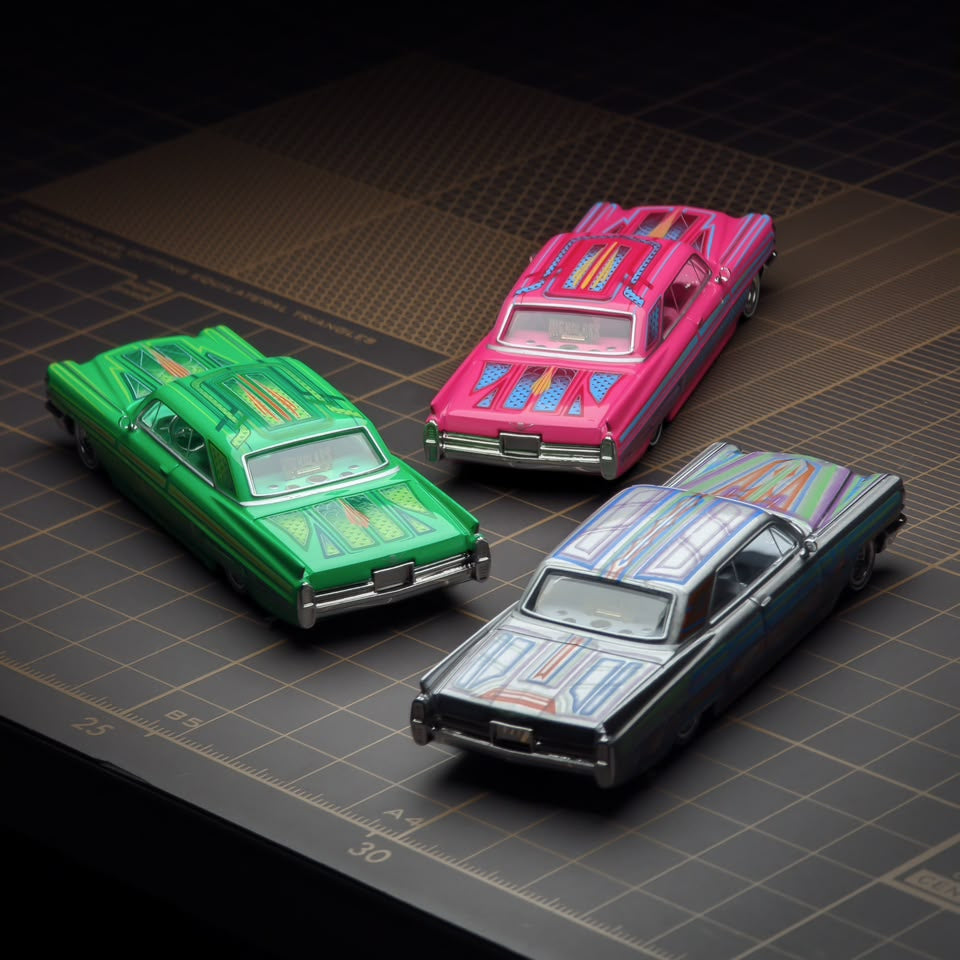 *PRE-ORDER* Cadillac DeVille Coupe Jump Car Silver ribbon with flowers 1964, 1:64 Scale