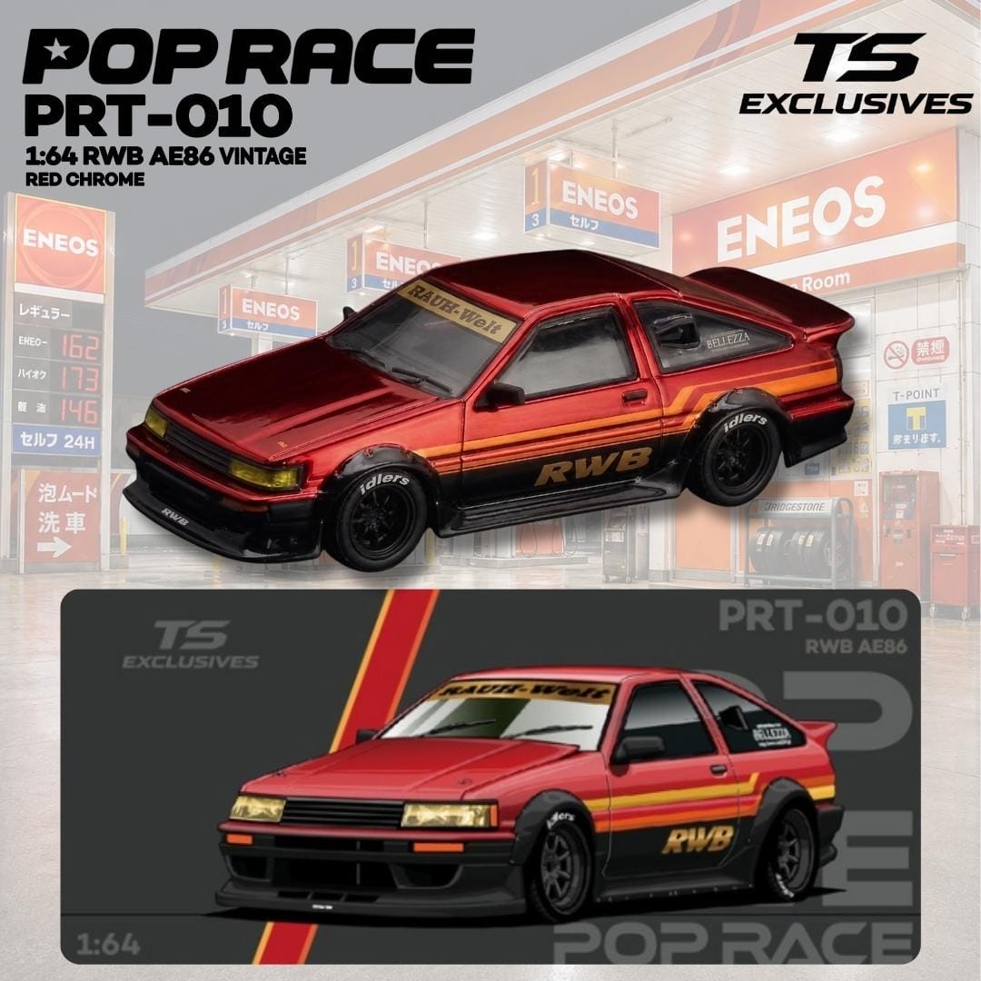 *PRE-ORDER* RWB AE86 - Chrome Vintage Red (Chance of Chase Car), 1:64 Scale
