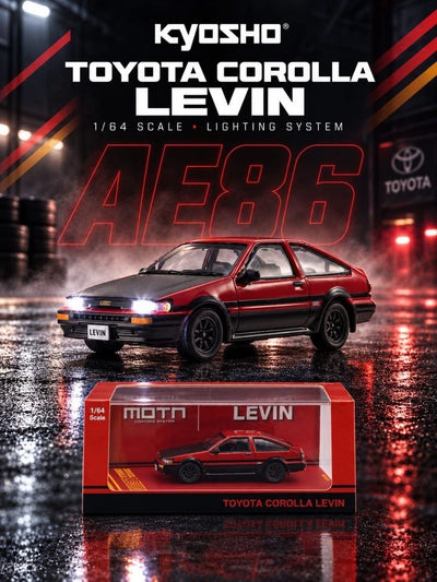 *IDE 2026* Toyota AE86 Corolla Levin, 1:64 Scale (Red - Black)