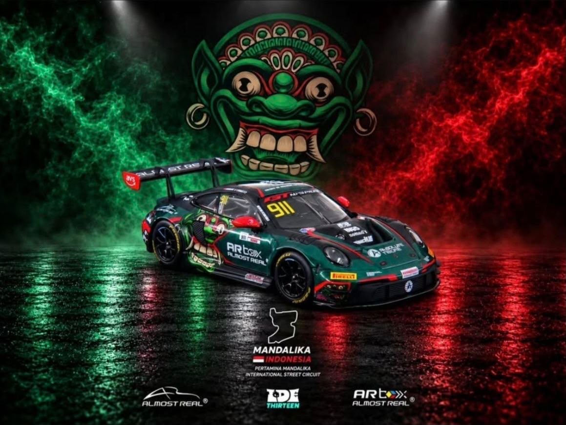 *IDE 2026* Porsche 911 GT3 R 2026 GT World Challenge Asia Mandalika #911 Test Car (Absolute Racing 2026 GT World Challenge Asia Mandalika livery), 1:64 Scale