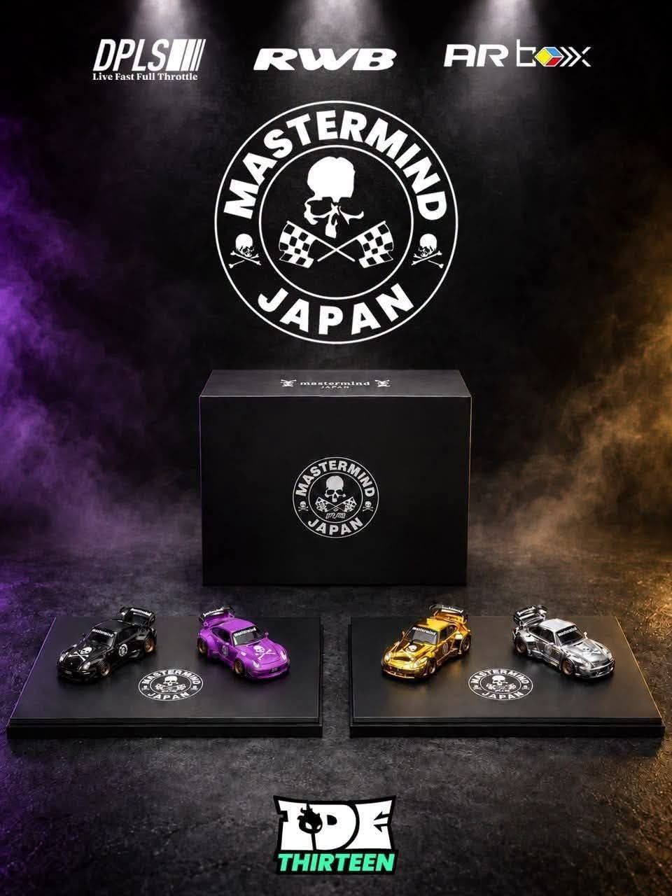 *IDE 2026* Porsche RWB 993 Mastermind Edition Set (Black and Purple Mastermind livery Set, Electroplated Gold and Electroplated Silver Chase Mastermind livery Set), 1:64 Scale