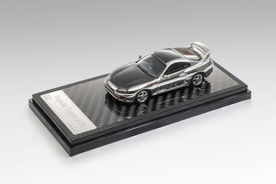 *IDE 2026* Toyota Supra A80 Chrome Silver (Open Hood with Engine Details), 1:64 Scale