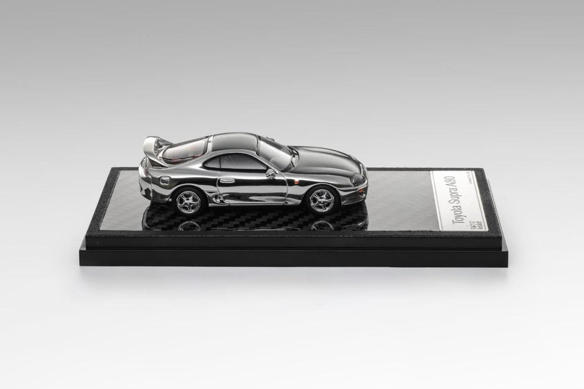 *IDE 2026* Toyota Supra A80 Chrome Silver (Open Hood with Engine Details), 1:64 Scale