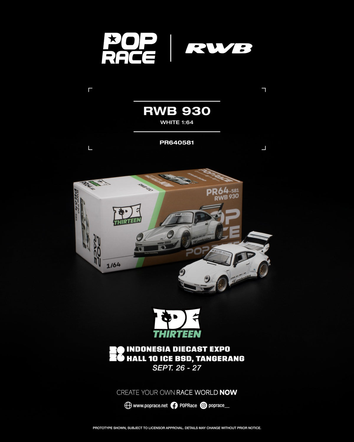 *IDE 2026* Porsche diecast RWB Kamiwaza (Limited 2000 pcs), 1:64 Scale (White)