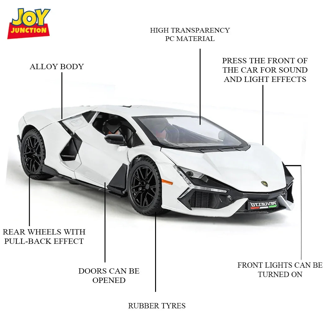 Lamborghini Daniel Street - Light, Sound with Openable Doors, 1:24 Scale (White)