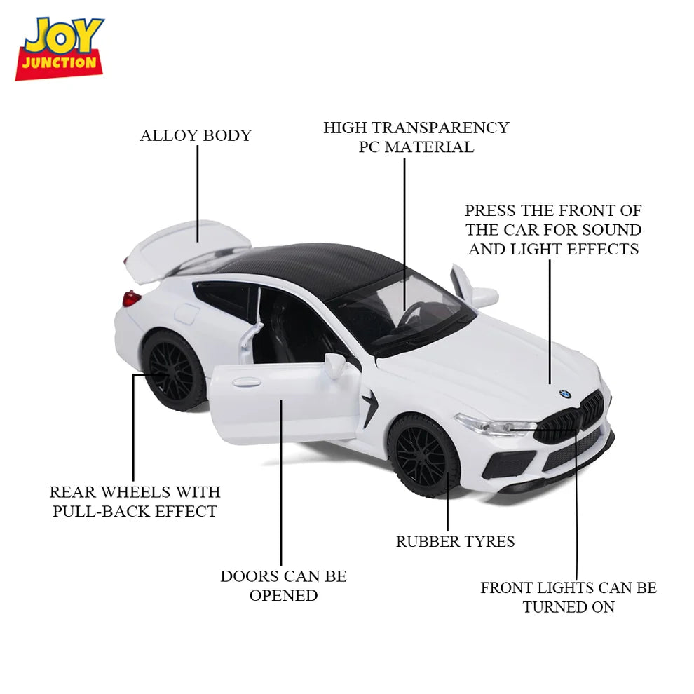 BMW M8 Model Car, 1:32 Scale (White)