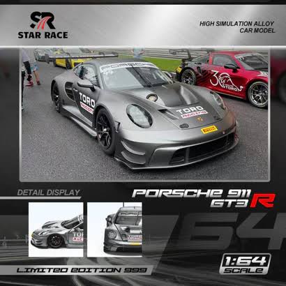 Porsche 911 GT3 R TORO Racing, 1:64 Scale (Grey)
