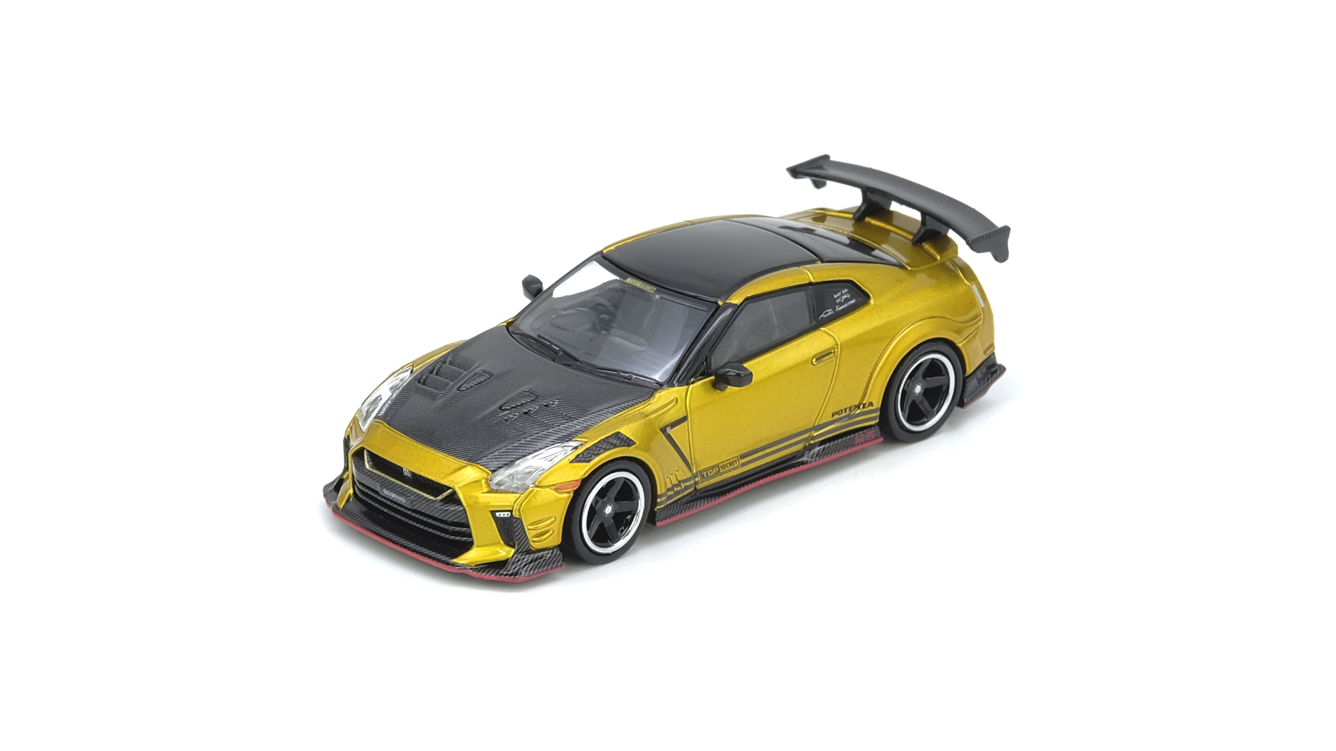 Premium scale diecast model car  – GT-R R35 Top Secret Hong Kong Vintage Diecast Expo 2025 Event Edition, 1:64 Scale (Mustard Gold) Collectible