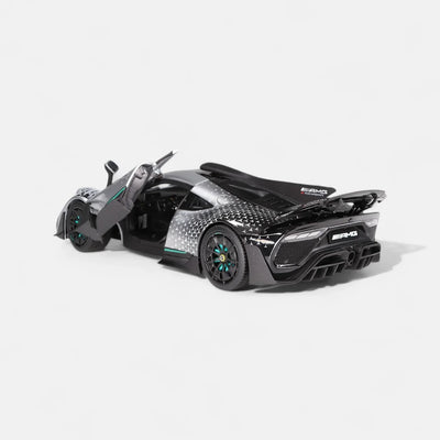 Premium scale diecast model car  – Mercedes-AMG ONE "race" with stars, 1:18 Scale (Silver) Collectible