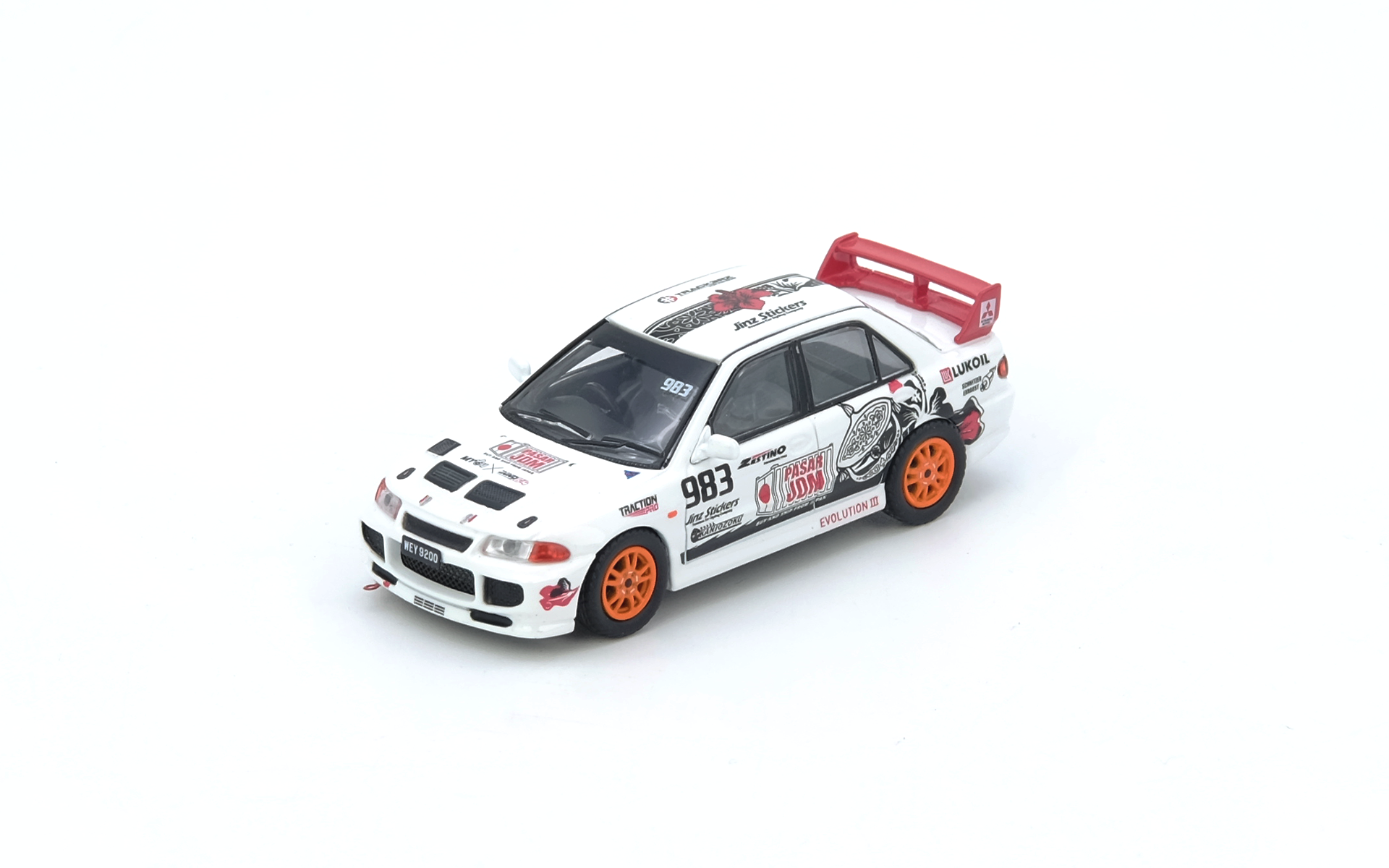 Premium scale diecast model car  – Mitsubishi Lancer Evolution III Trackerz Racing, 1:64 Scale Collectible