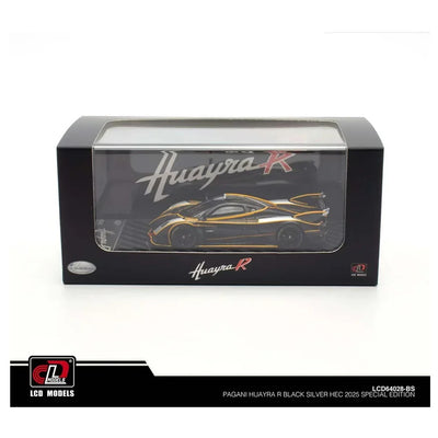 Premium scale diecast model car  – Pagani Huayra R, 1:64 Scale (Carbon Black & Silver) Collectible