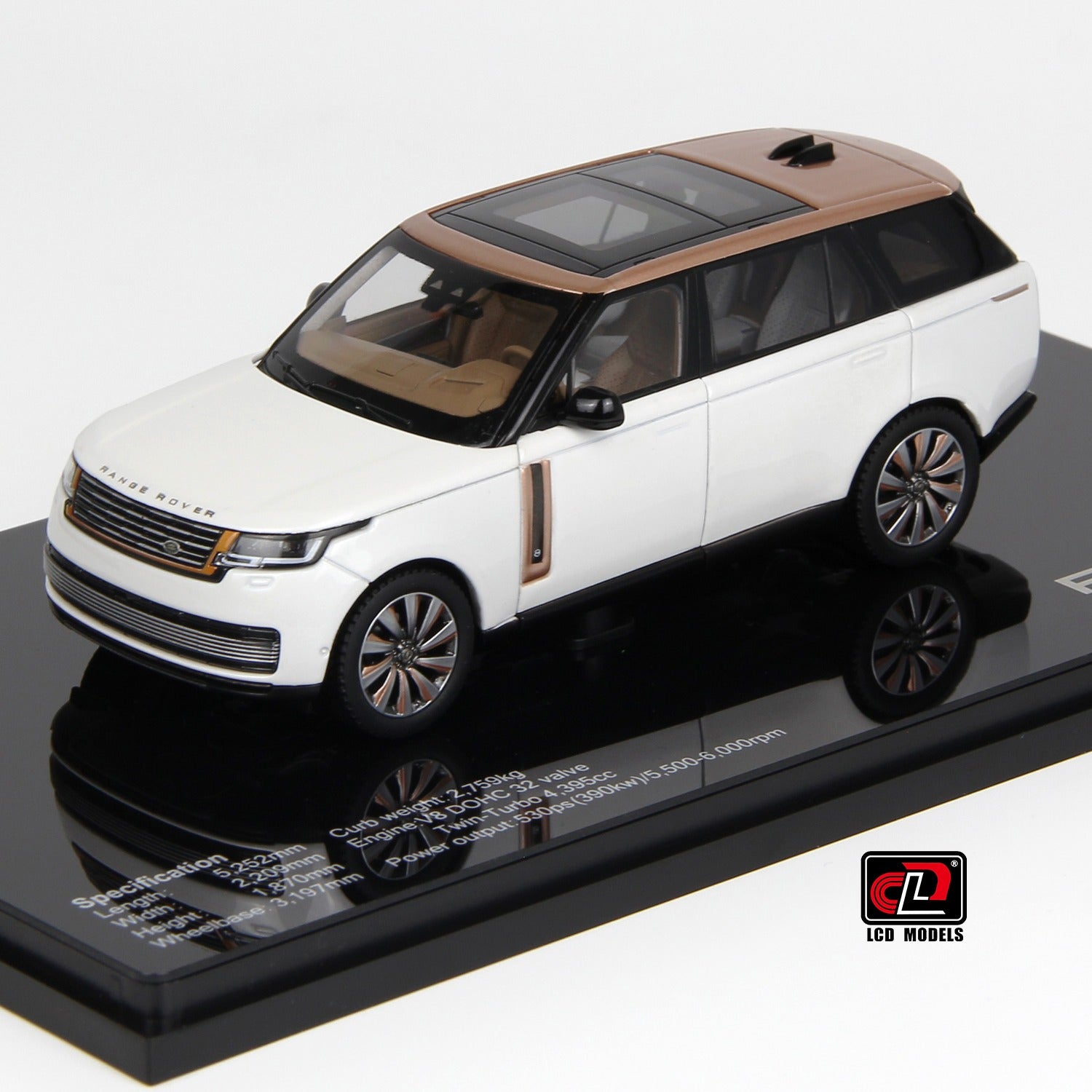 Premium scale diecast model car  – Land Rover Range Rover SV SERENITY, 1:43 Scale (White) Collectible