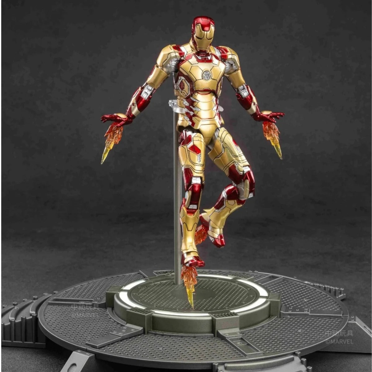 Iron Man Mark 42 with Light Up Base Set Action Figure By ZD Toys - 7 Inch | Ages 15+