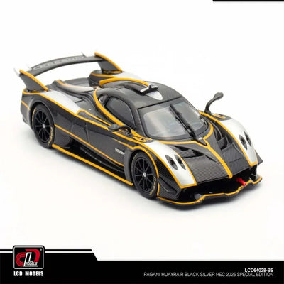 Premium scale diecast model car  – Pagani Huayra R, 1:64 Scale (Carbon Black & Silver) Collectible