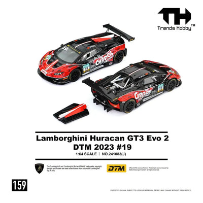 *PRE-ORDER* Lamborghini Huracan GT3 EVO2 Red-Black DTM 2023 #19, 1:64 Scale