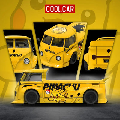 *PRE-ORDER* Volkswagen T1 pickup truck - Pikachu painted, 1:64 Scale (Yellow)