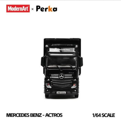 *PRE-ORDER* Mercedes-Benz Winged Box-Type Semi-Trailer Transport Vehicle - Black Dot Matrix, 1:64 Scale