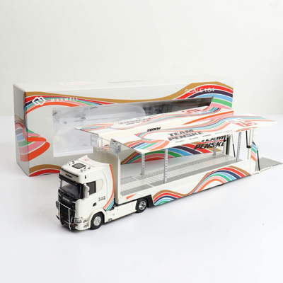*Pre-Orders* S-Series S730 V8 Enclosed Double Deck Gull Wing Transporter (White LeMans Livery), 1:64 Scale