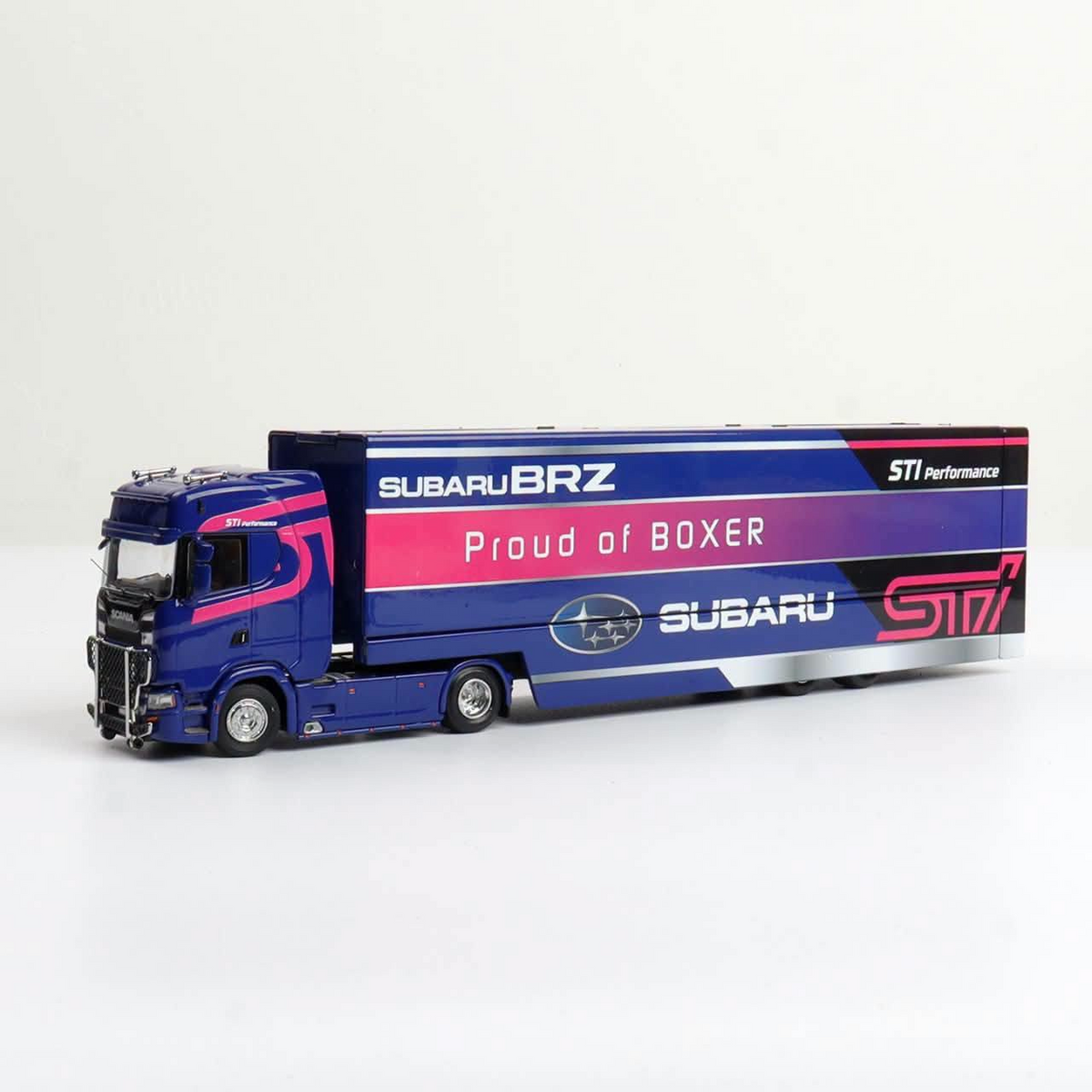 *Pre-Orders* S-Series S730 V8 Enclosed Double Deck Gull Wing Transporter (Blue WRC Service Car Livery), 1:64 Scale