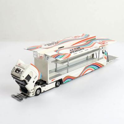 *Pre-Orders* S-Series S730 V8 Enclosed Double Deck Gull Wing Transporter (White LeMans Livery), 1:64 Scale