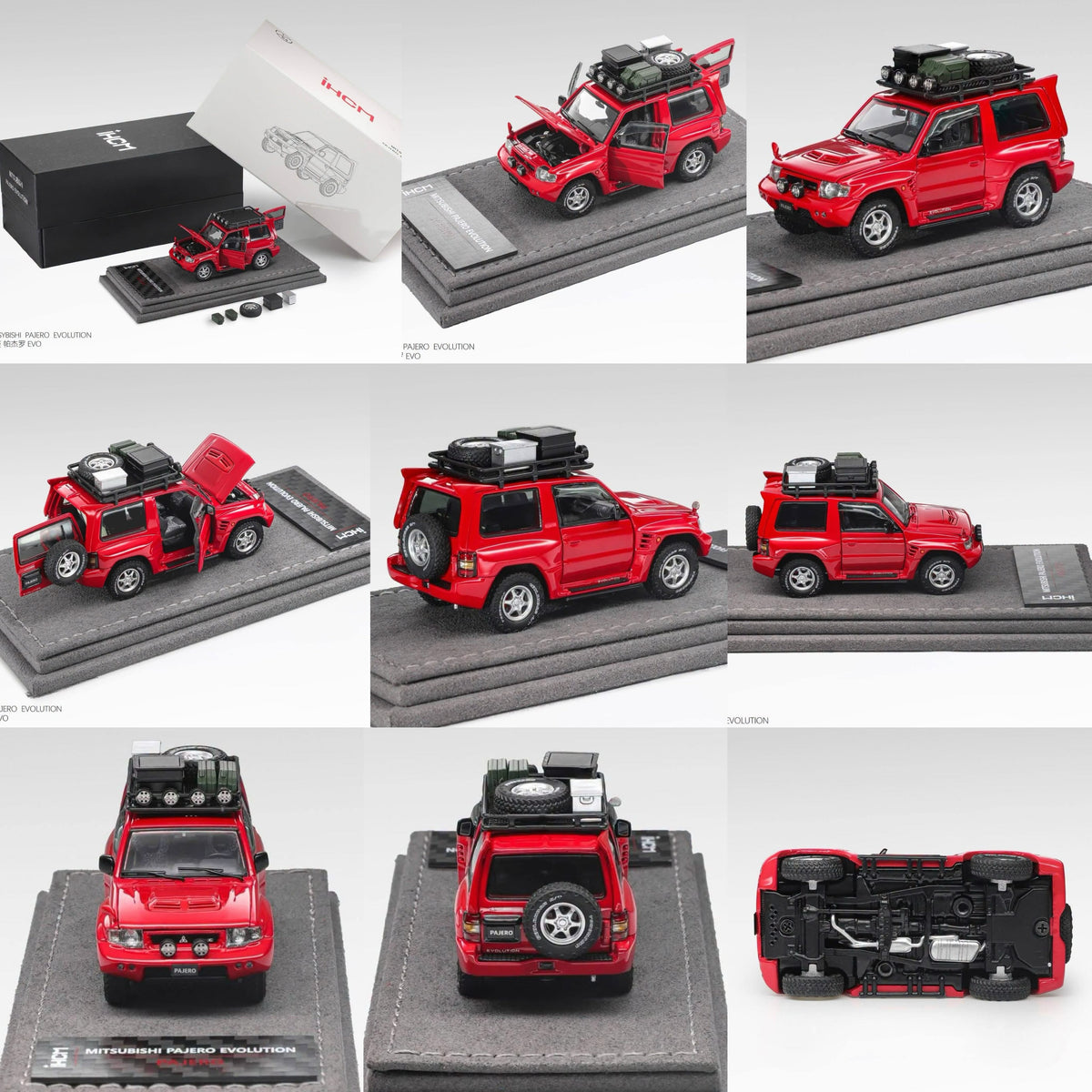 *Pre-Orders* Mitsubishi Licensed Products - Pajero Evolution V55 (Open-Engin & Rear Hoods+Doors, Visible Engine), 1:64 Scale (Palma Red)