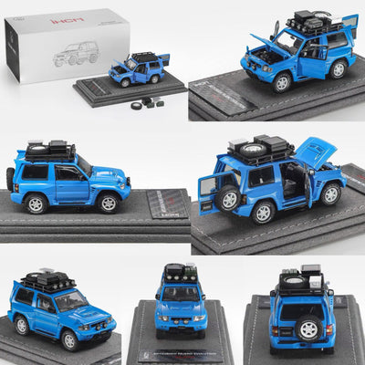 *Pre-Orders* Mitsubishi Licensed Products - Pajero Evolution V55 (Open-Engin & Rear Hoods+Doors, Visible Engine), 1:64 Scale (Blue)