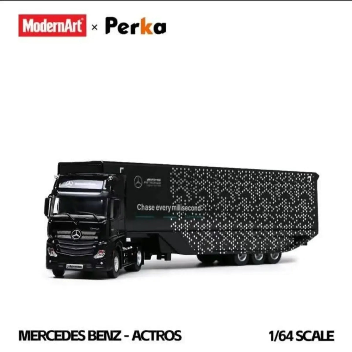 *PRE-ORDER* Mercedes-Benz Winged Box-Type Semi-Trailer Transport Vehicle - Black Dot Matrix, 1:64 Scale