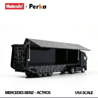 *PRE-ORDER* Mercedes-Benz Winged Box-Type Semi-Trailer Transport Vehicle - Black Dot Matrix, 1:64 Scale