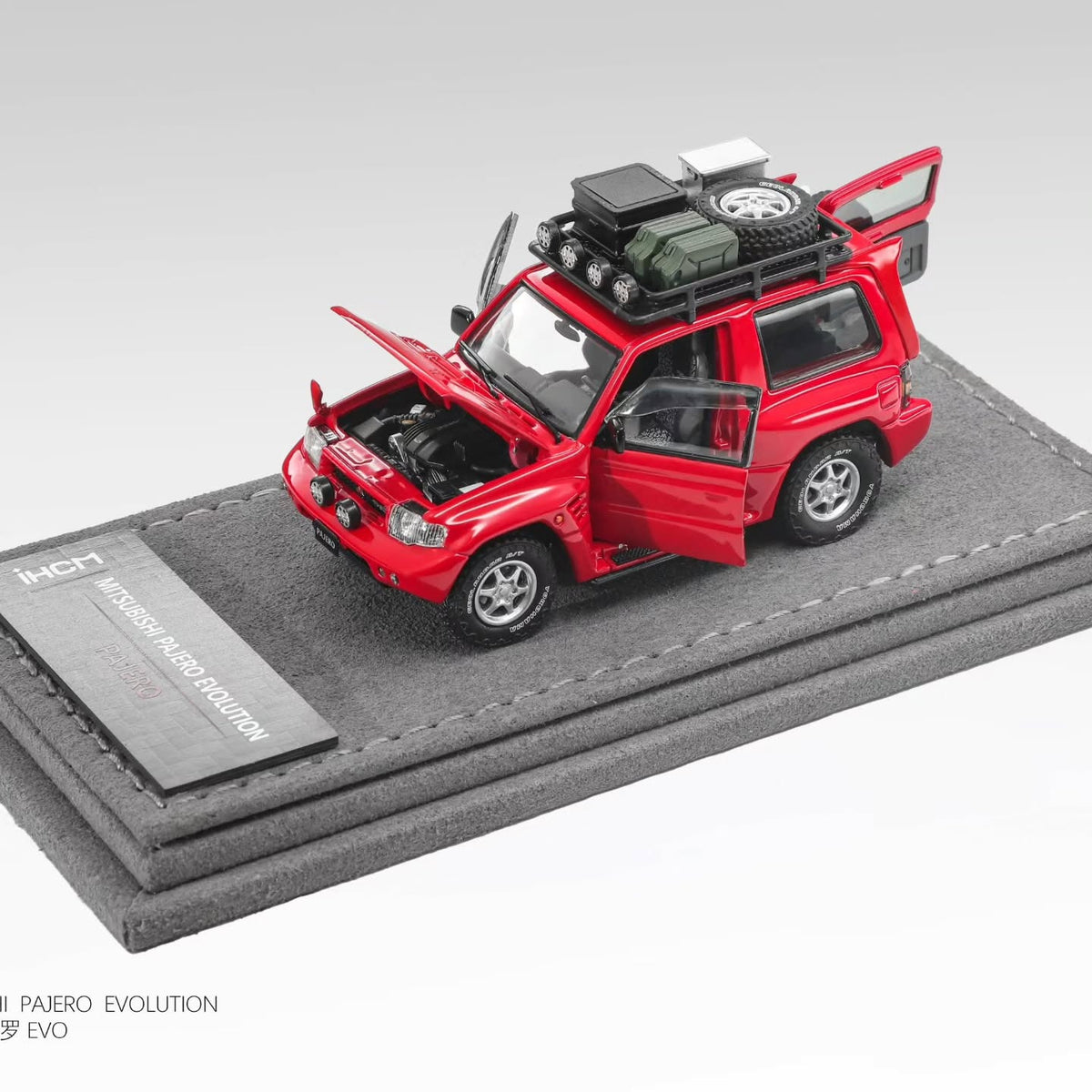 *Pre-Orders* Mitsubishi Licensed Products - Pajero Evolution V55 (Open-Engin & Rear Hoods+Doors, Visible Engine), 1:64 Scale (Palma Red)