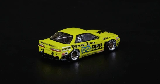 Premium scale diecast model car  – *PRE-ORDER* Nissan Silvia S13 V2 Pandem / Rocket Bunny, 1:64 Scale (Light Yellow) Collectible