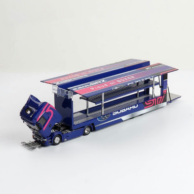 *Pre-Orders* S-Series S730 V8 Enclosed Double Deck Gull Wing Transporter (Blue WRC Service Car Livery), 1:64 Scale