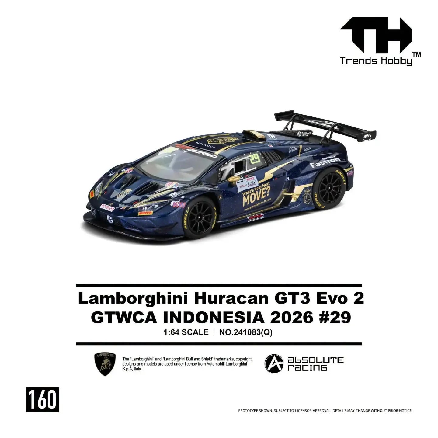 *PRE-ORDER* Lamborghini Huracan GT3 EVO2 Blue GTWCA Indonesia 2026 #29, 1:64 Scale