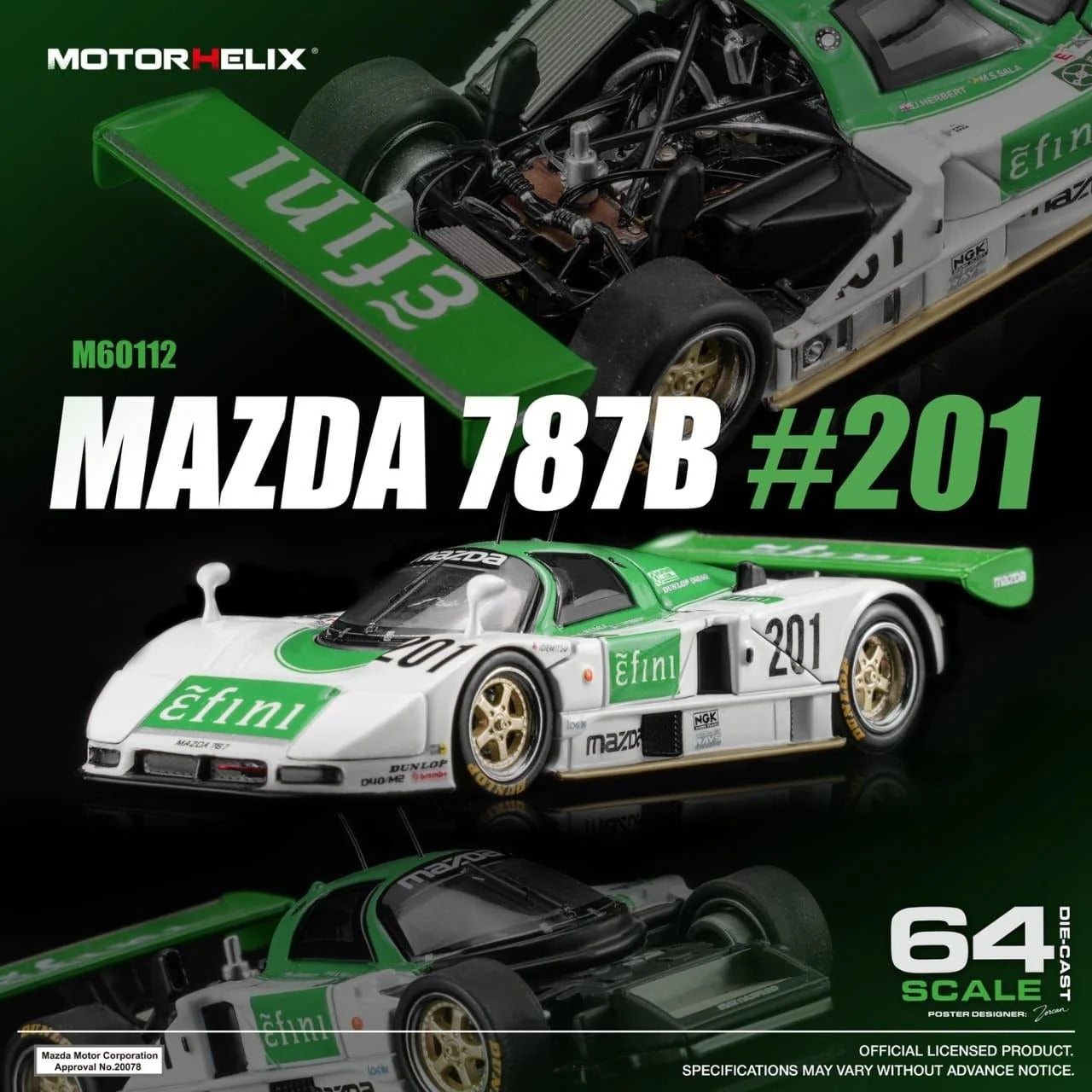 *PRE-ORDER* Mazda 787B #201 Racing Livery, 1:64 Scale