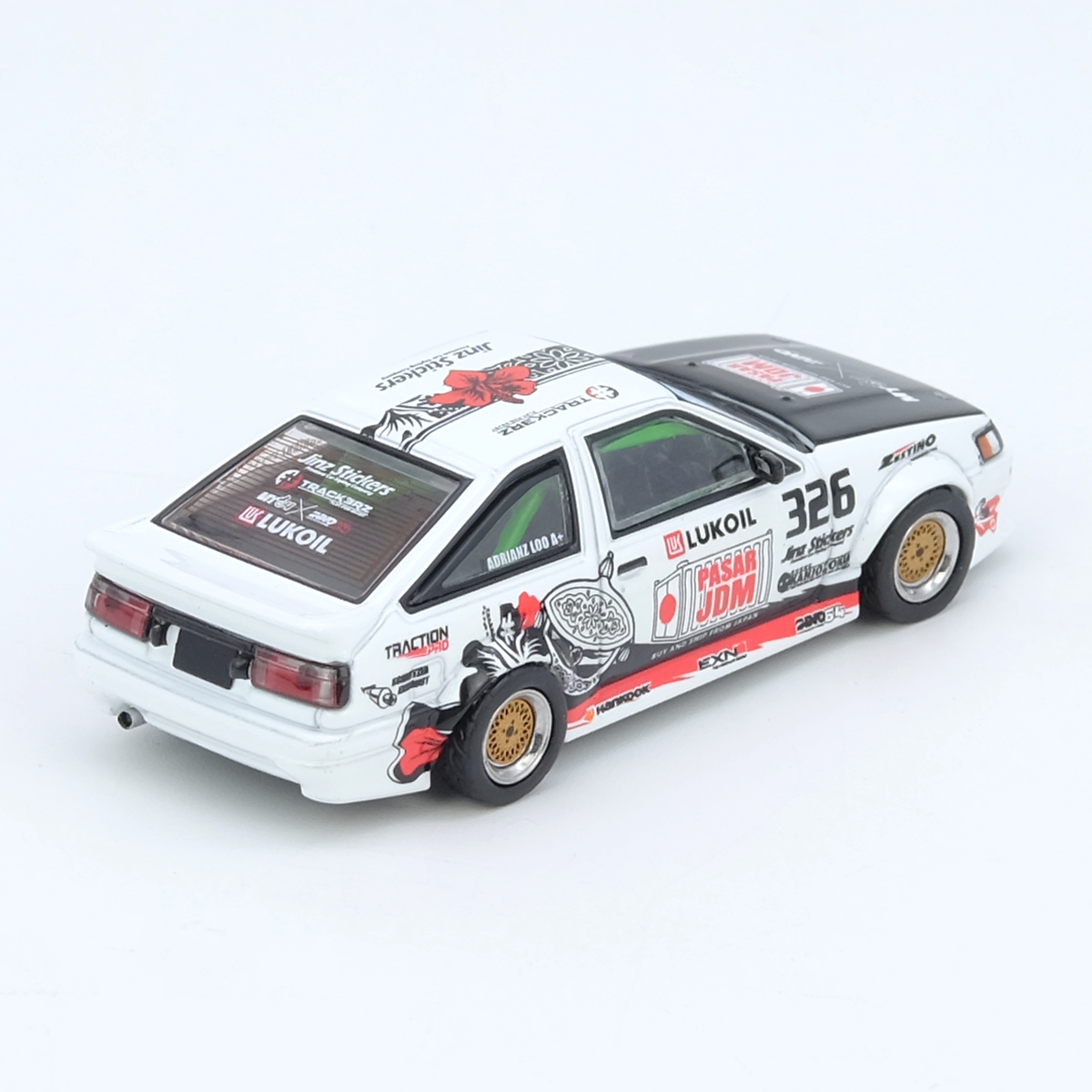 Premium scale diecast model car  – Toyota Corolla AE86 Levin Trackers Racing, 1:64 Scale Collectible