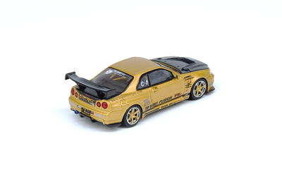 Premium scale diecast model car  – Top Secret R34 GT-R, 1:64 Scale (Gold) Collectible