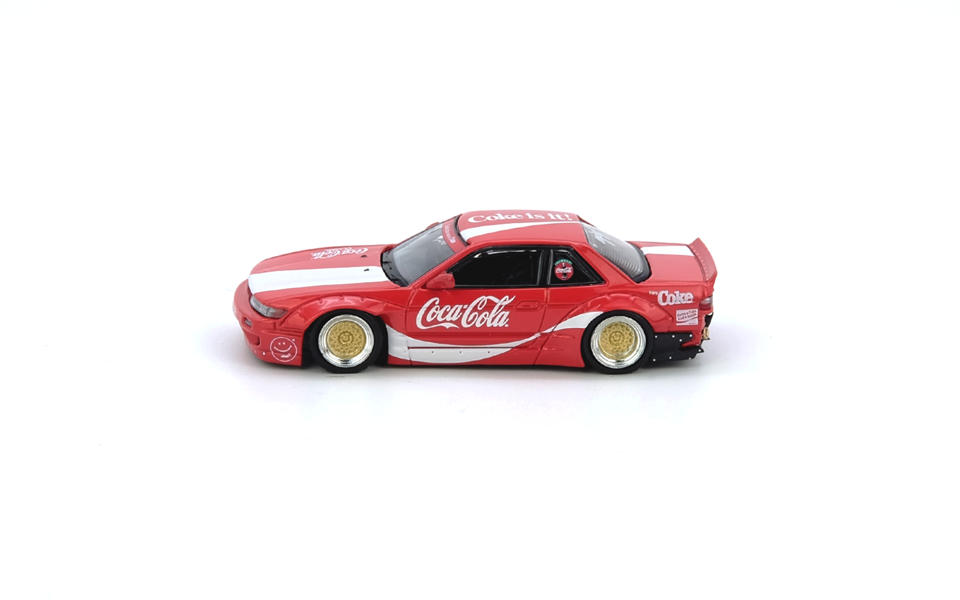 Premium scale diecast model car  – Nissan Silvia S13 V2 Coca-Cola Rocket Bunny, 1:64 Scale Collectible