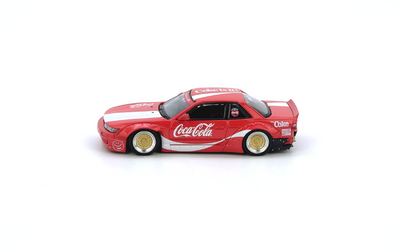 Premium scale diecast model car  – Nissan Silvia S13 V2 Coca-Cola Rocket Bunny, 1:64 Scale Collectible