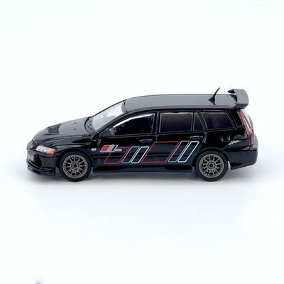 Premium scale diecast model car  – Mitsubishi Lancer Evolution IX Wagon 2005, 1:64 Scale (Black) Collectible