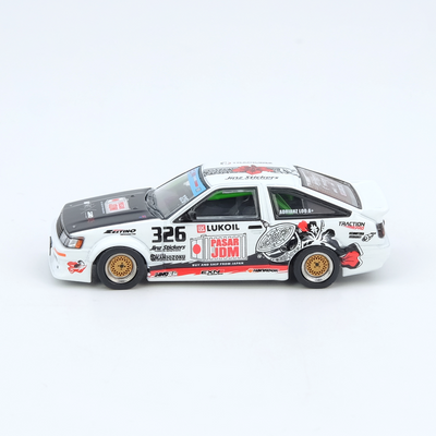 Premium scale diecast model car  – Toyota Corolla AE86 Levin Trackers Racing, 1:64 Scale Collectible
